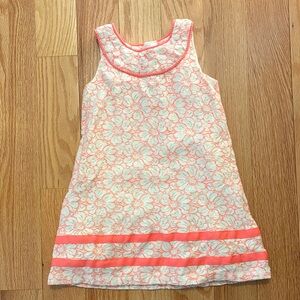 Girls floral Sleeveless Dress with Coral Accents
